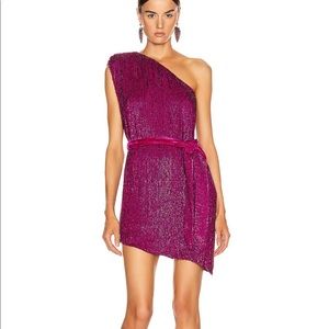 Retrofete Ella One Sleeve Dress Magenta - size Medium